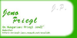 jeno priegl business card